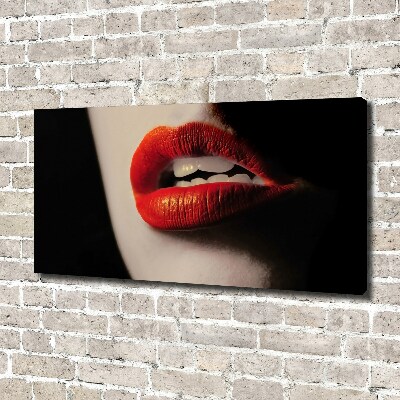 Cuadro canvas con impresión uv duradera horizontal labios rojos
