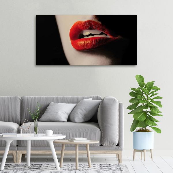Cuadro canvas con impresión uv duradera horizontal labios rojos