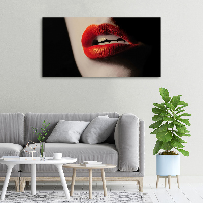 Cuadro canvas con impresión uv duradera horizontal labios rojos