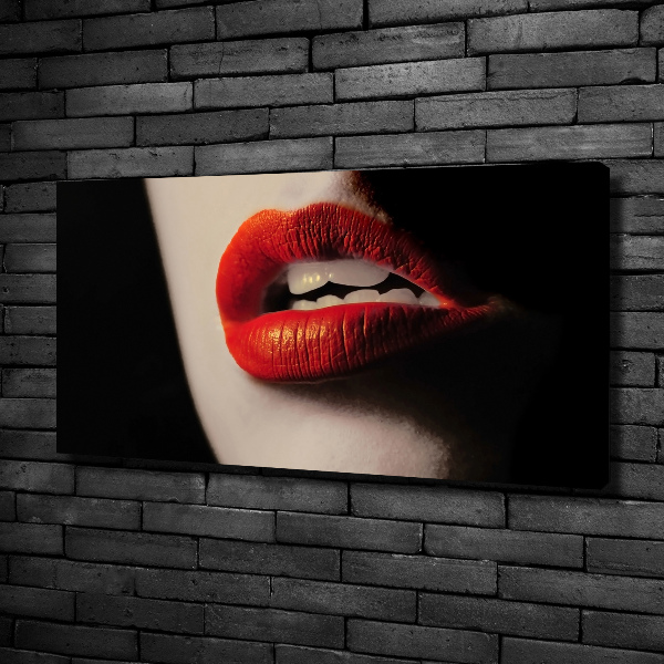 Cuadro canvas con impresión uv duradera horizontal labios rojos
