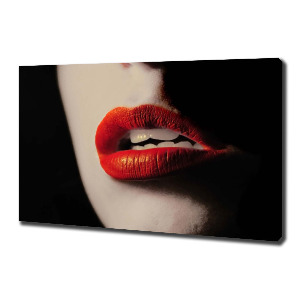 Cuadro canvas con impresión uv duradera horizontal labios rojos