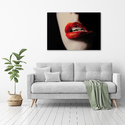 Cuadro canvas con impresión uv duradera horizontal labios rojos