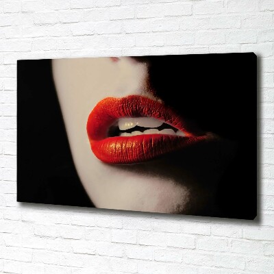 Cuadro canvas con impresión uv duradera horizontal labios rojos