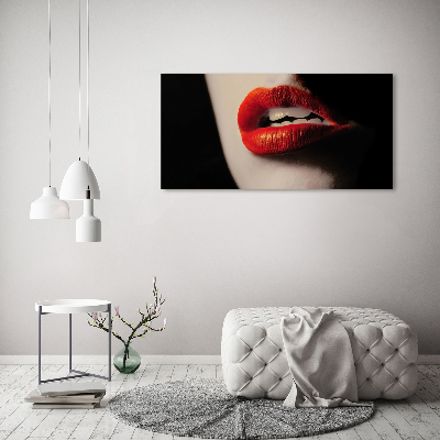 Cuadro canvas con impresión uv duradera horizontal labios rojos
