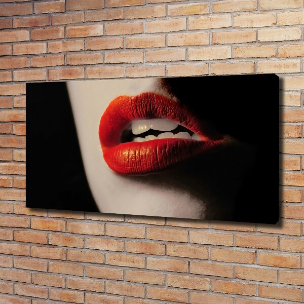 Cuadro canvas con impresión uv duradera horizontal labios rojos