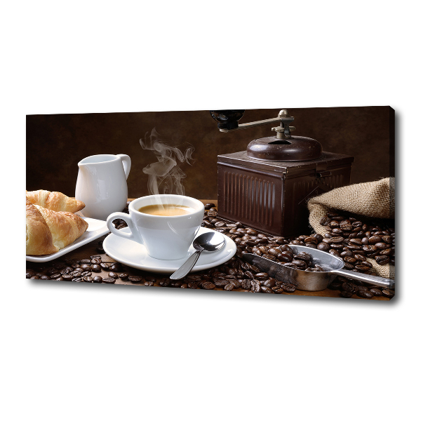 Cuadro canvas con impresión uv duradera horizontal Croissants y café