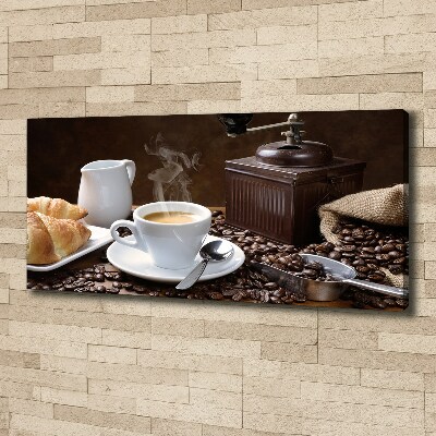 Cuadro canvas con impresión uv duradera horizontal Croissants y café