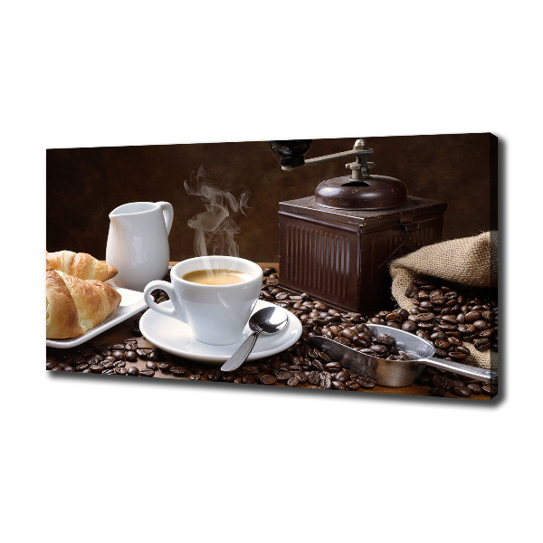 Cuadro canvas con impresión uv duradera horizontal Croissants y café