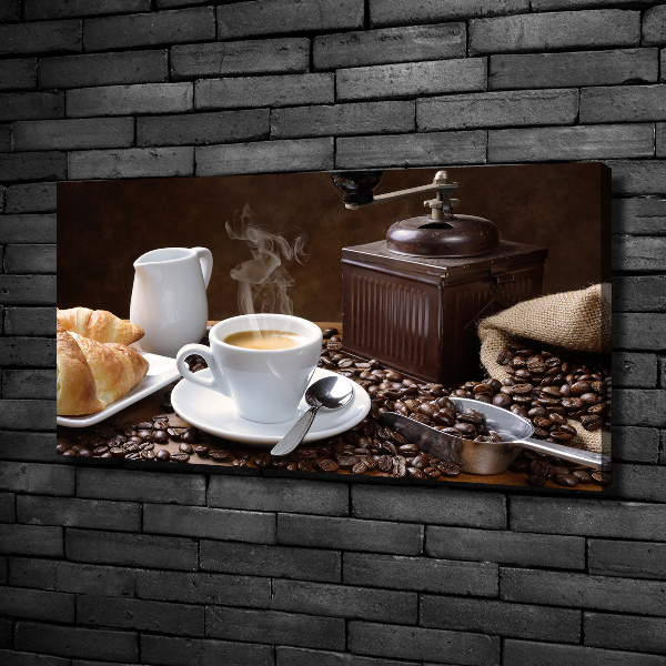 Cuadro canvas con impresión uv duradera horizontal Croissants y café