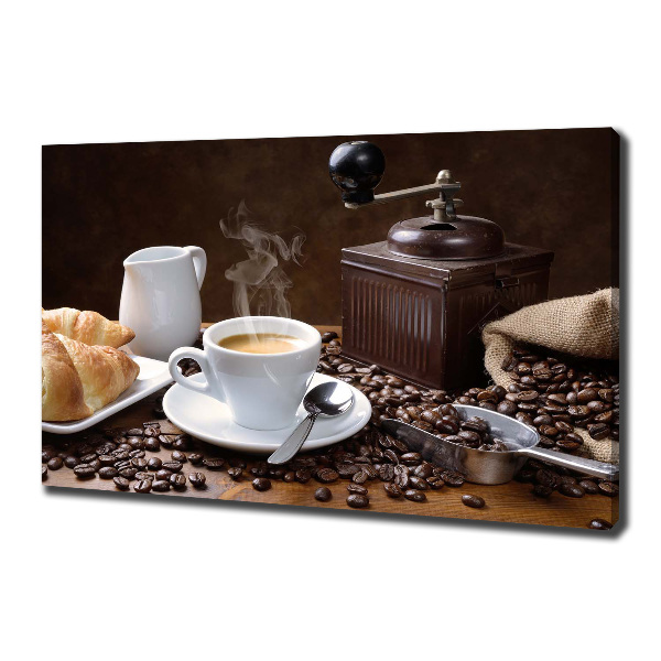 Cuadro canvas con impresión uv duradera horizontal Croissants y café