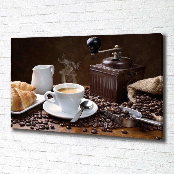 Cuadro canvas con impresión uv duradera horizontal Croissants y café