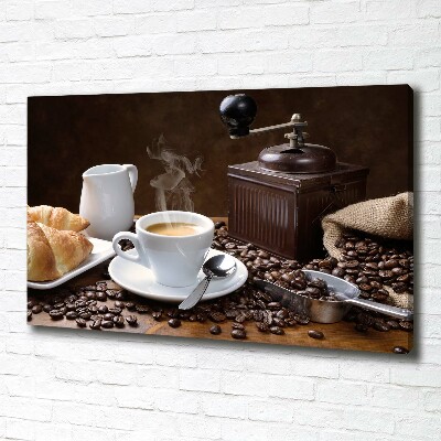 Cuadro canvas con impresión uv duradera horizontal Croissants y café