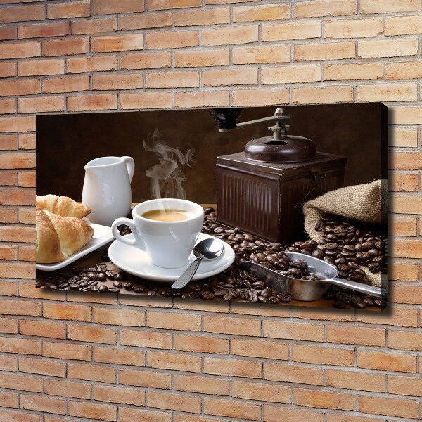 Cuadro canvas con impresión uv duradera horizontal Croissants y café