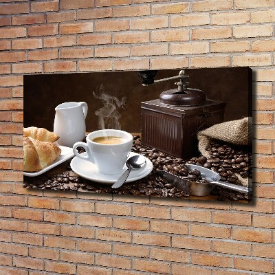 Cuadro canvas con impresión uv duradera horizontal Croissants y café