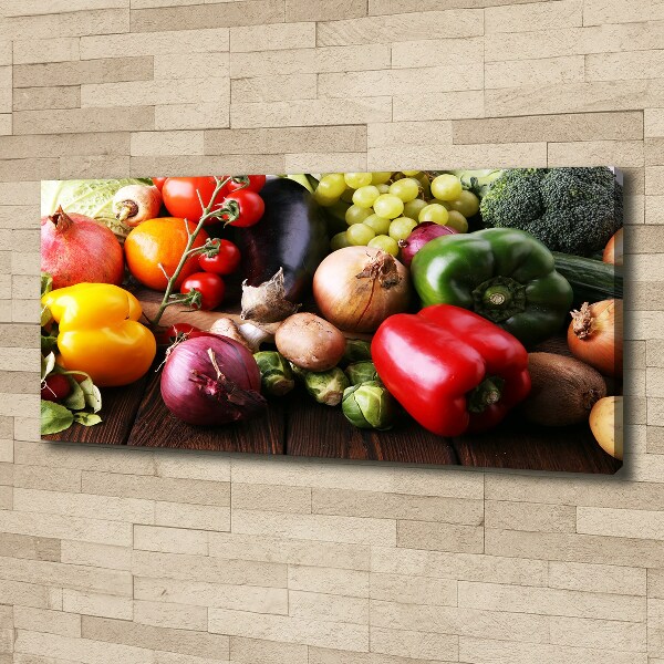 Cuadro canvas moderno de gran formato horizontal Verduras y frutas