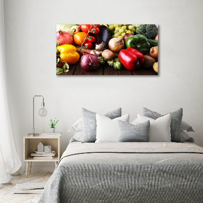 Cuadro canvas moderno de gran formato horizontal Verduras y frutas