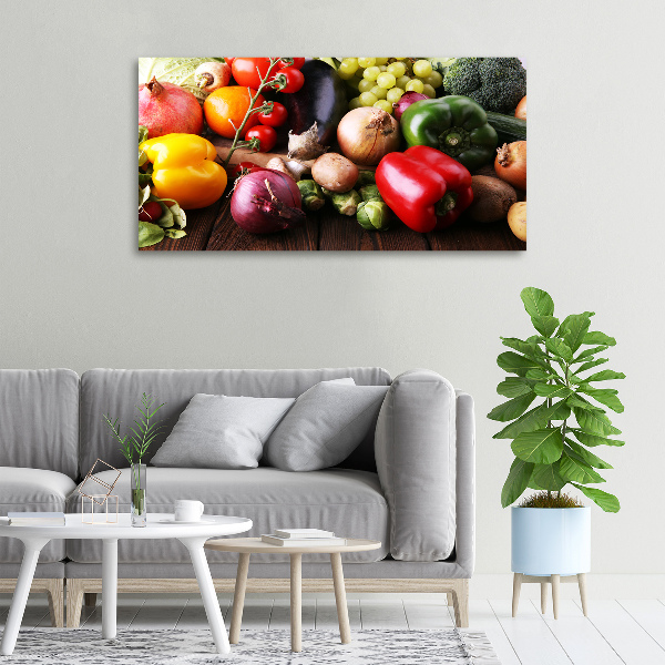 Cuadro canvas moderno de gran formato horizontal Verduras y frutas