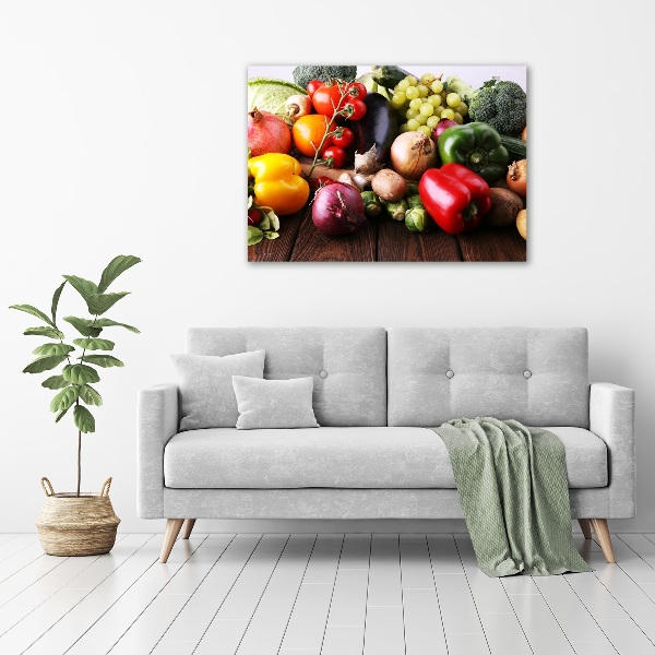 Cuadro canvas moderno de gran formato horizontal Verduras y frutas