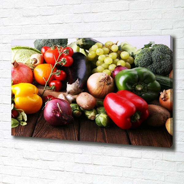 Cuadro canvas moderno de gran formato horizontal Verduras y frutas