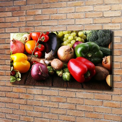 Cuadro canvas moderno de gran formato horizontal Verduras y frutas