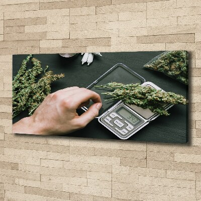 Cuadro canvas con impresión uv duradera horizontal cogollos de marihuana
