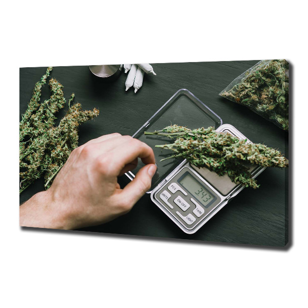 Cuadro canvas con impresión uv duradera horizontal cogollos de marihuana