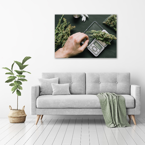 Cuadro canvas con impresión uv duradera horizontal cogollos de marihuana