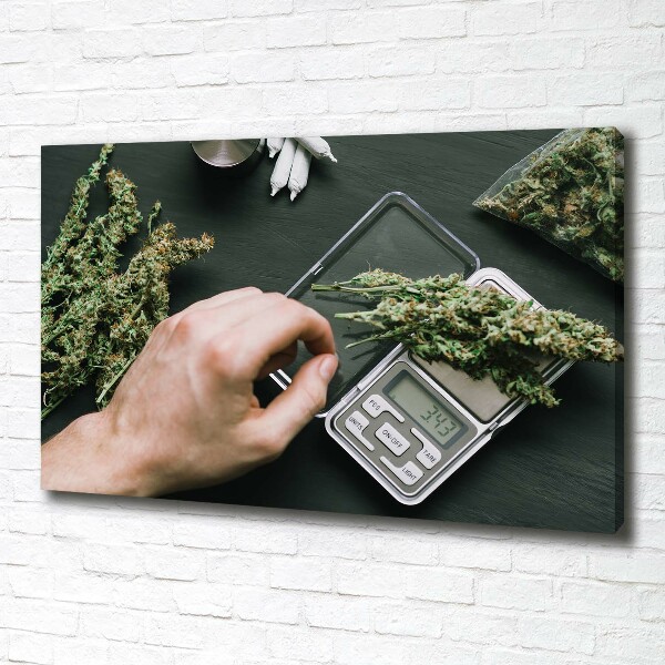 Cuadro canvas con impresión uv duradera horizontal cogollos de marihuana