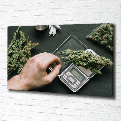 Cuadro canvas con impresión uv duradera horizontal cogollos de marihuana