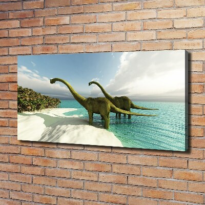 Foto en lienzo con acabado profesional horizontal Dinosaurios en la playa