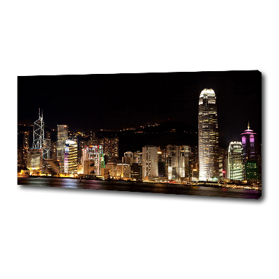 Cuadro canvas moderno de gran formato horizontal Hong Kong de noche