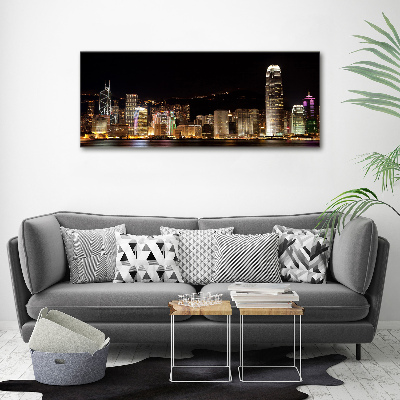 Cuadro canvas moderno de gran formato horizontal Hong Kong de noche