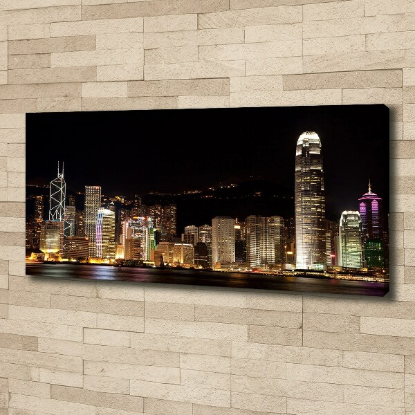Cuadro canvas moderno de gran formato horizontal Hong Kong de noche