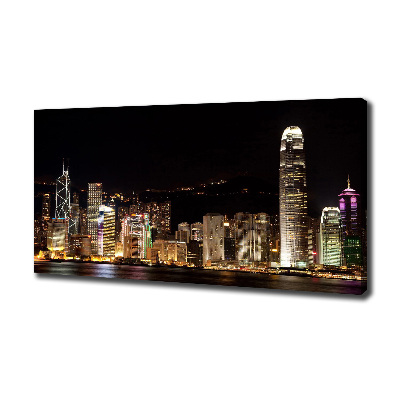 Cuadro canvas moderno de gran formato horizontal Hong Kong de noche
