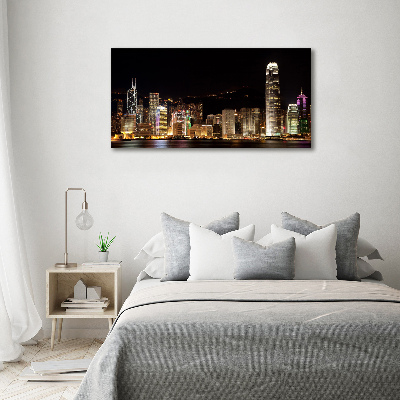 Cuadro canvas moderno de gran formato horizontal Hong Kong de noche
