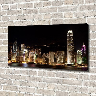 Cuadro canvas moderno de gran formato horizontal Hong Kong de noche