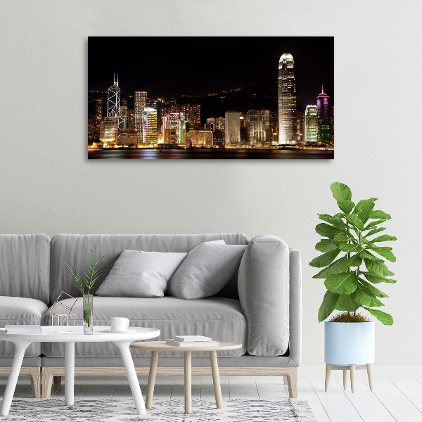 Cuadro canvas moderno de gran formato horizontal Hong Kong de noche