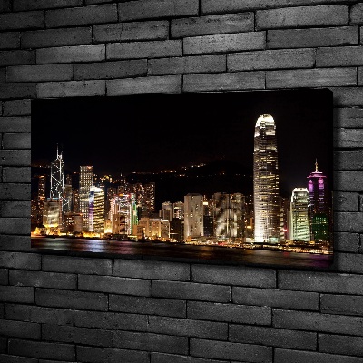Cuadro canvas moderno de gran formato horizontal Hong Kong de noche