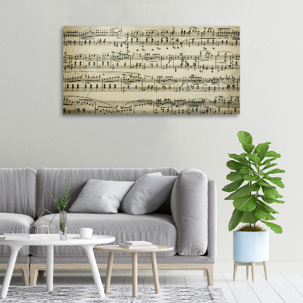 Fotocuadro en lienzo de alta calidad horizontal Notas sobre un pentagrama