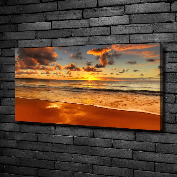 Cuadro canvas moderno de gran formato horizontal Playa al atardecer