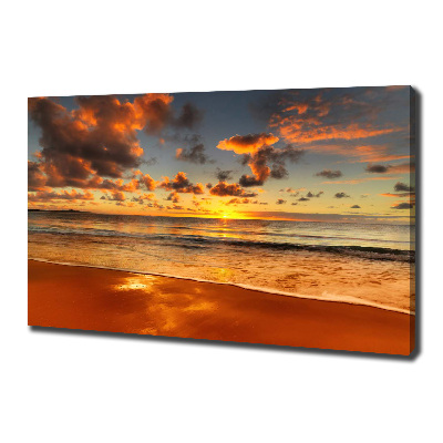 Cuadro canvas moderno de gran formato horizontal Playa al atardecer