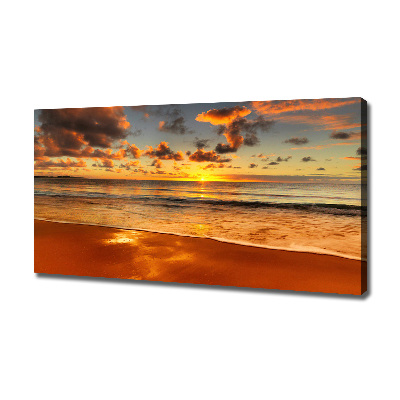 Cuadro canvas moderno de gran formato horizontal Playa al atardecer