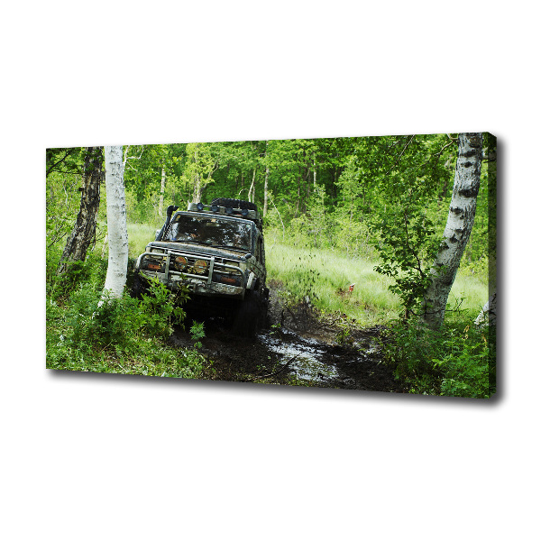 Fotocuadro en lienzo de alta calidad horizontal Jeep en el bosque