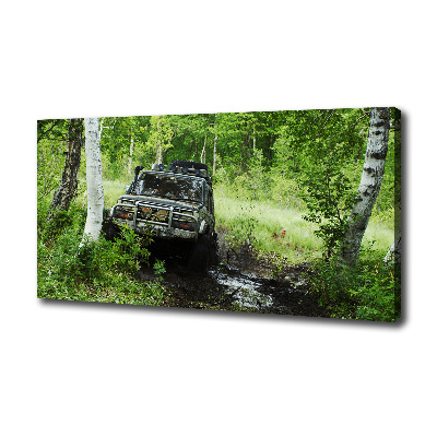 Fotocuadro en lienzo de alta calidad horizontal Jeep en el bosque