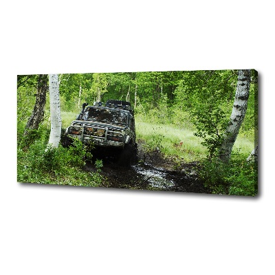 Fotocuadro en lienzo de alta calidad horizontal Jeep en el bosque