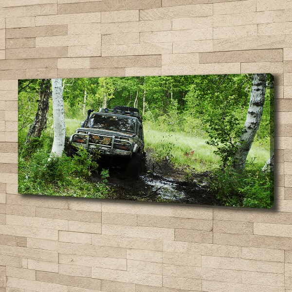 Fotocuadro en lienzo de alta calidad horizontal Jeep en el bosque