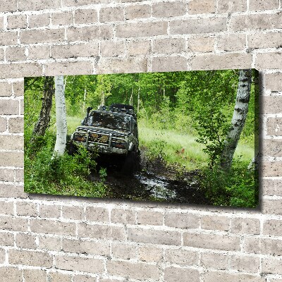 Fotocuadro en lienzo de alta calidad horizontal Jeep en el bosque