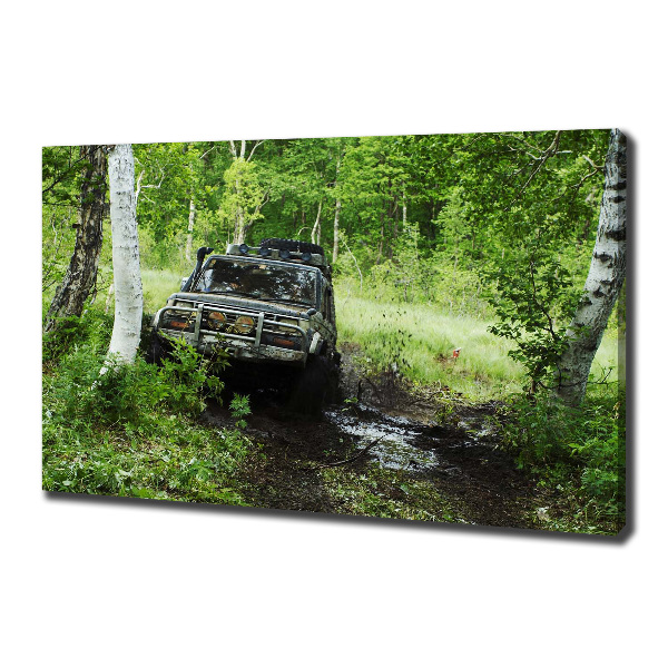 Fotocuadro en lienzo de alta calidad horizontal Jeep en el bosque