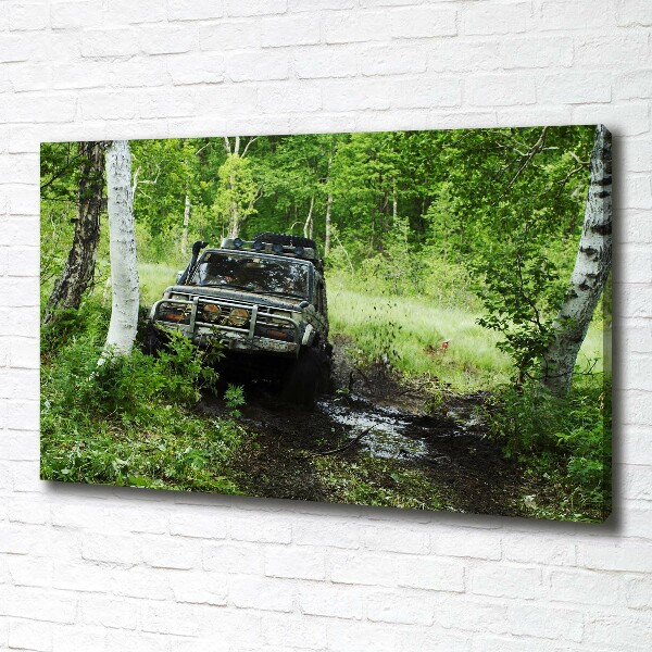 Fotocuadro en lienzo de alta calidad horizontal Jeep en el bosque