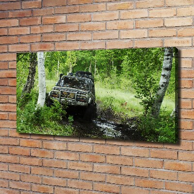 Fotocuadro en lienzo de alta calidad horizontal Jeep en el bosque